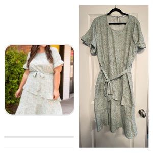 Chic Soul a-line green floral dress, Sz. 3